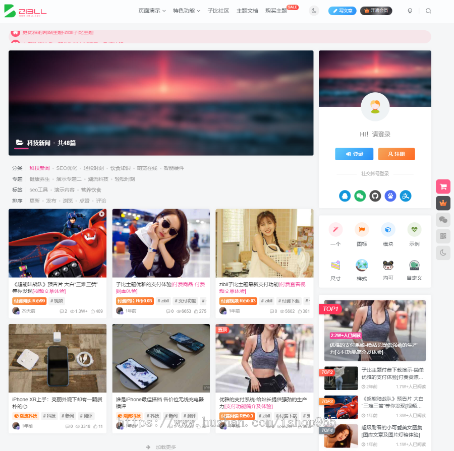 wordpress子比主题V7.3免授权博客自媒体付费下载源码模板-WP支付商城主题
