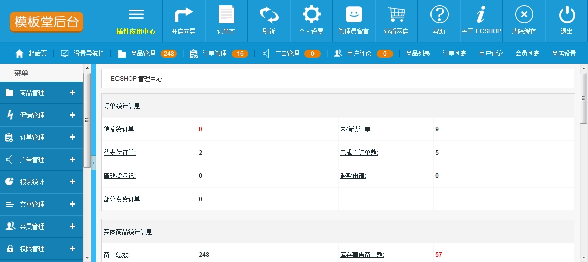 Ecshop模板后台管理模板 2015 Ecshop后台系统风格设计美化模板