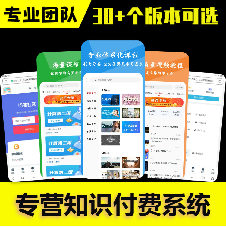 教育培训虚拟网课资源变现知识付费app系统开发小程序流量主源码搭建独立后台卡密功能