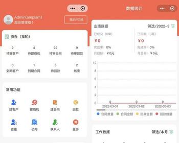CRM客户关系管理系统客户跟进商机需求合同回款审批商品管理业绩考核小程序H5