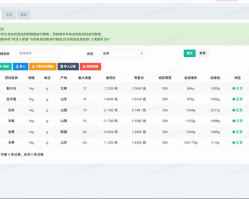 中医馆中药房中医诊所辅助开放工具药材药品库存管理医生开方PC网站管理系统
