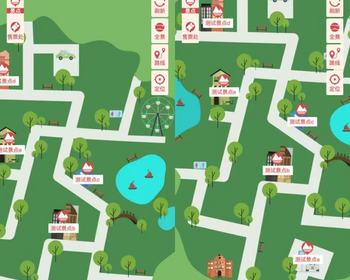 景区手绘地图导览网页H5公众号地图缩放语音讲解景区线路路径