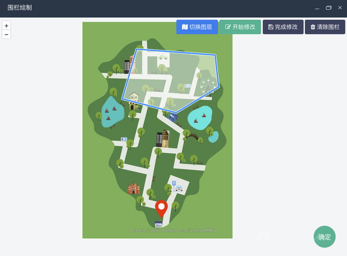 景区手绘地图导览网页H5公众号地图缩放语音讲解景区线路路径