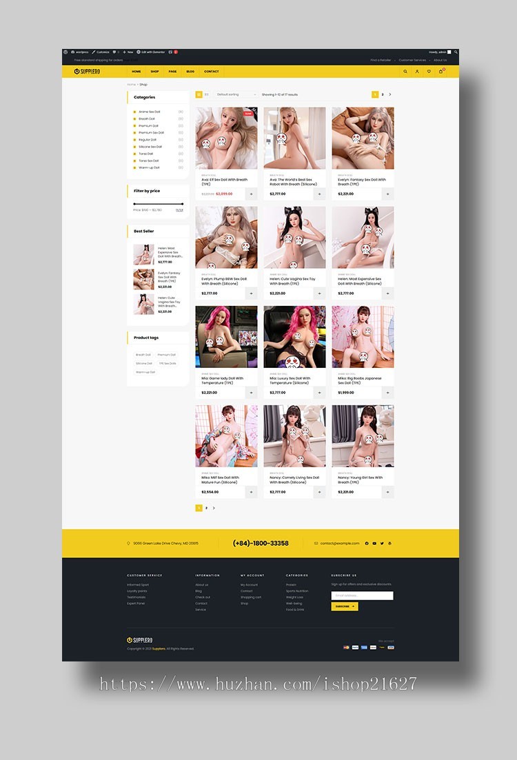 成人性用品玩具外贸商城保健主题源码响应式多语言网站模板wordpress
